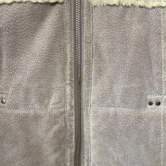Wilsons Leather Maxima Suede Lavender Faux Fur Trim Lining Jacket 90s Y2K Size S - Picture 16 of 16